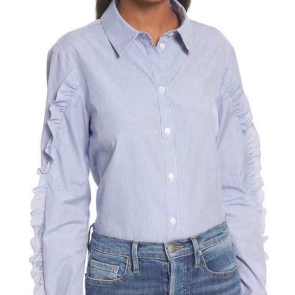 Tibi Ruffle Button Down Shirt - Picture 1 of 9